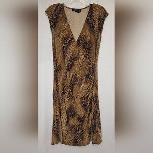 Lauren Ralph Lauren Tan and Brown Snake Print Dress